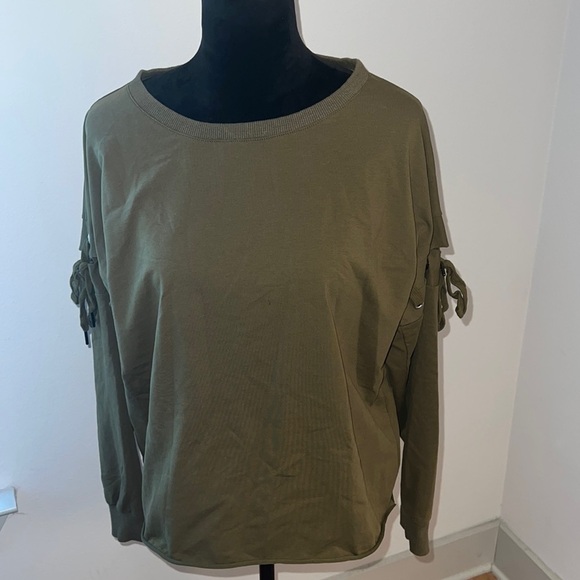 Lumiere / Urban Outfitters olive/military green detachable lace up sleeves top M - Picture 1 of 9